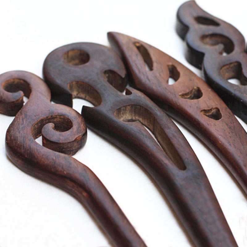 FORSEVEN Red Sandalwood Hair Pins Hair Sticks Wood Animal Bird Phoenix Hairpins Headpiece Women Headwear Hair Accessories JL