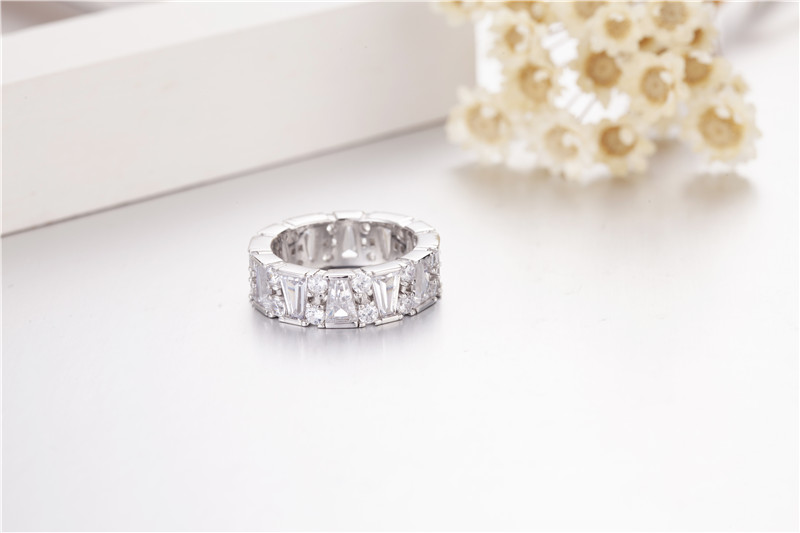 Brand 925 silver Emerald cut T Simulated diamond painting full finger ring Engagement jewelry Women Band ring for Wedding