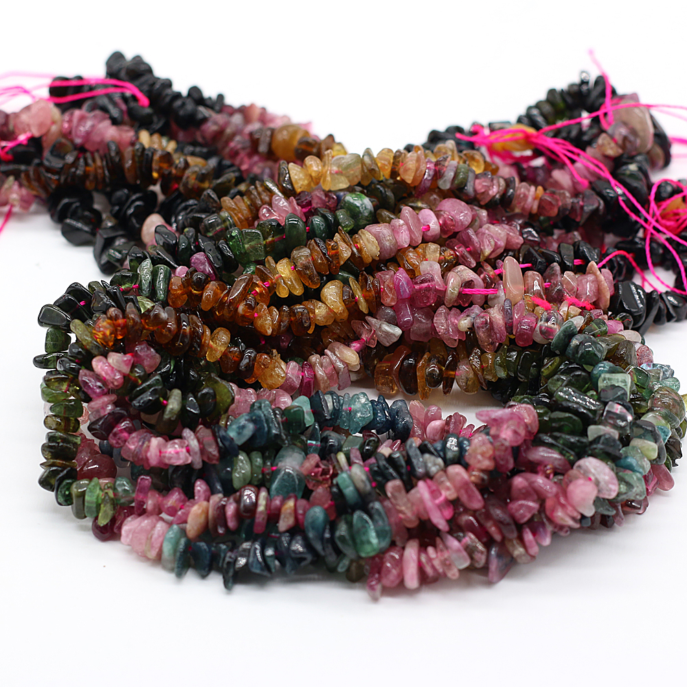 Natural Stone Beads Irregular Rainbow Tourmalines Crystal Gravel Beaded For Jewelry Making DIY Bracelet Necklace Accessories