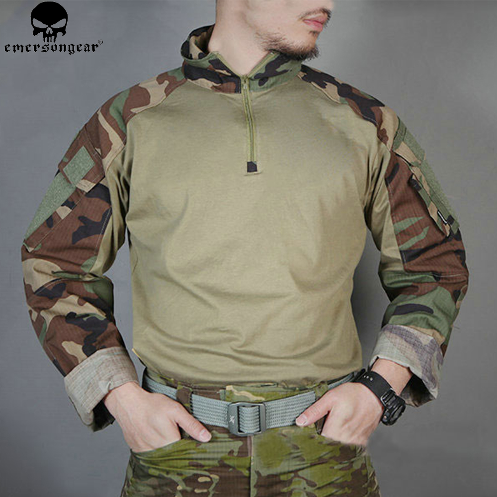 Emersongear G3 Tactical T Shirts Mens Gen3 Tops Long Sleeve T-shirts Hunting Outdoor Hiking Training Airsoft Woodland EM9278