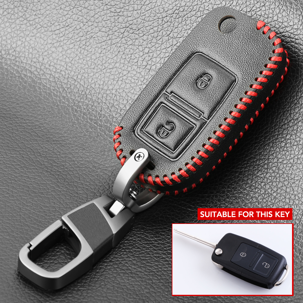 New Leather Flip Car Key Case for VW Volkswagen Polo Golf Passat Beetle Caddy T5 Up Eos Tiguan Seat For Skoda Remote Fob Cover