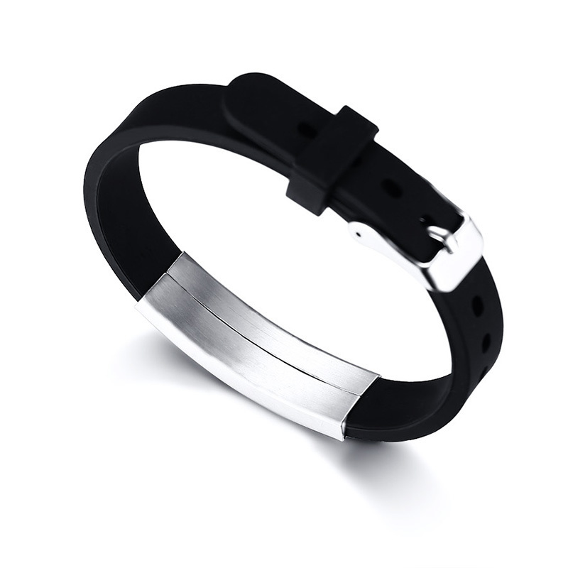 DIABETES EPILEPSY ALLERGY COPD ALLERGY WARFARIN ASTHMA PACEMAKER Men's Black Silicone Adjustable Medical Alert ID Bracelet