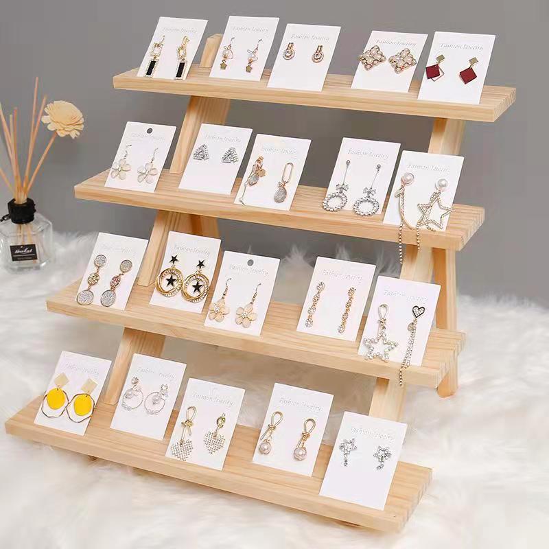 Wooden Earrings Jewelry Storage Stand Display DIY Organizer Ring Necklace Rack Ear Stud Holders Wood Base Props Wholesale Gifts