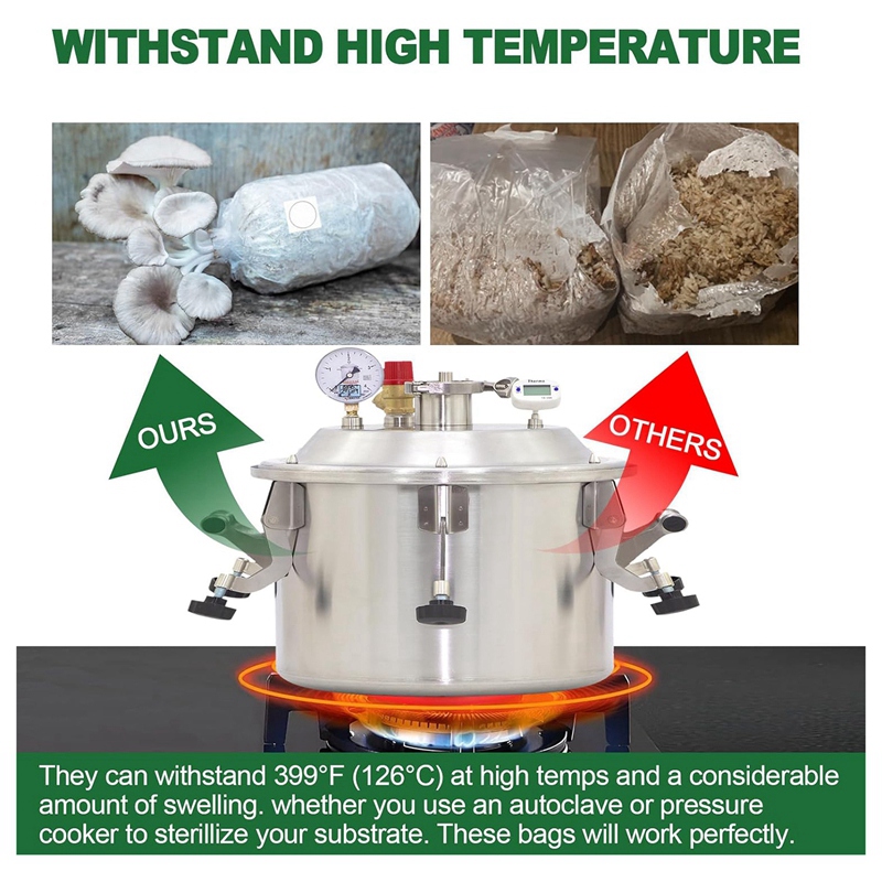 Mushroom Grow Bags,Polypropylene Mushroom Spawn Bag 8X5x20inch With Breathable For Substrates Strong Tear