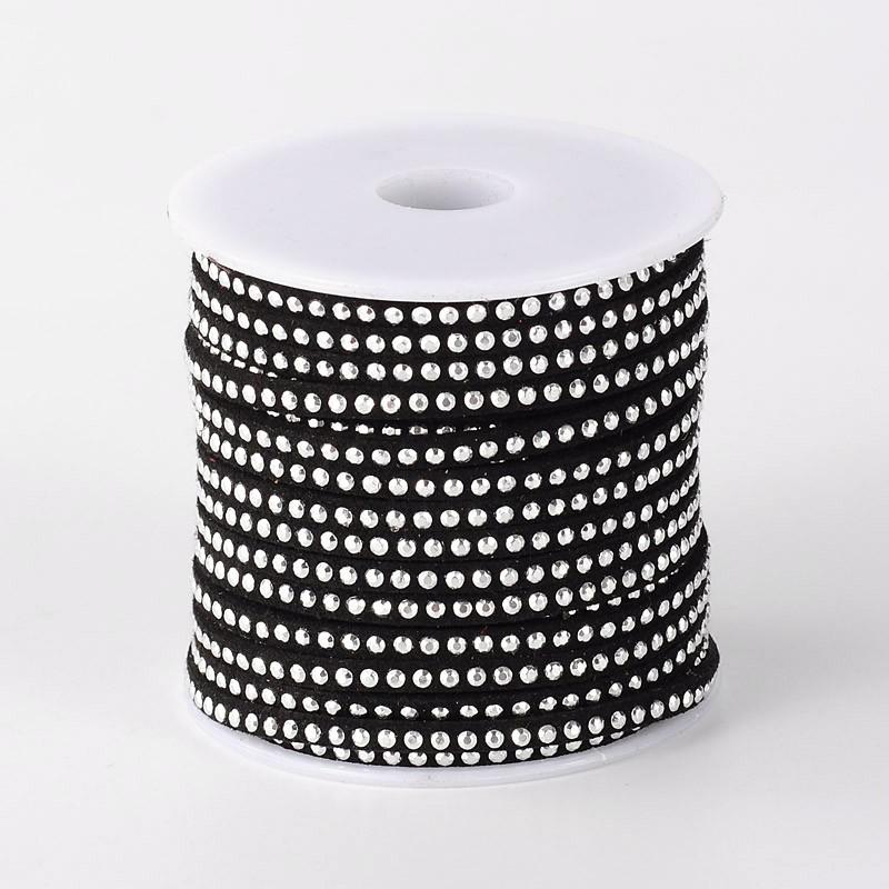 3x2mm Faux Suede Cord with Silver Aluminum Cabochons Jewelry Findings for Jewelry Making DIY about 20yards/roll