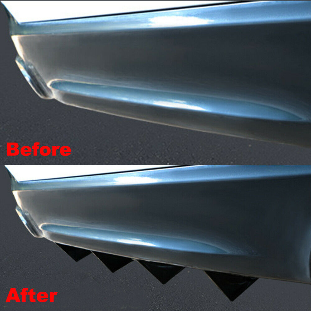 Universal Gloss Black 4 Shark Fins Car Rear Bumper Spoiler Wing Lip Diffuser Kit Car Accessories Interior Parts Car Products