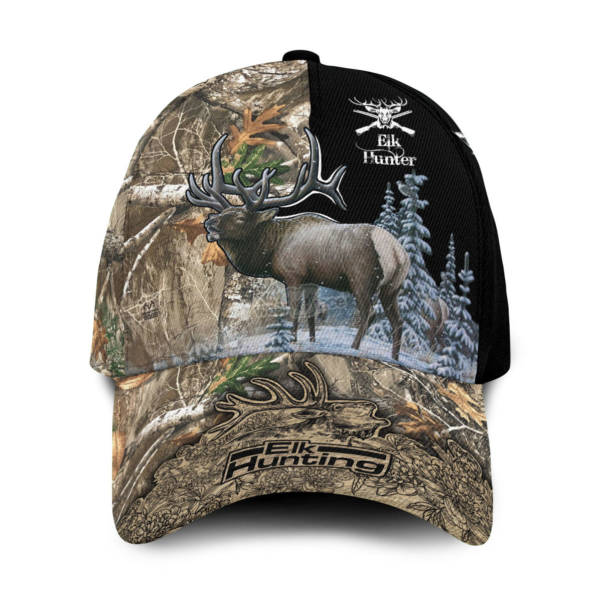 Deer Hunting Fire Wildlife All Over Printed Snapback Hat Women Men Adult Hip Hop Headwear Outdoor Casual Sun Visor Baseball Cap
