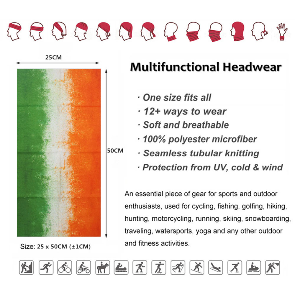Ireland Flag Printed Face Mask Bandana Hiking Hunting Cycling Running Tube Scarf Ski Sports Neck Warmer Gaiter Headware Shield