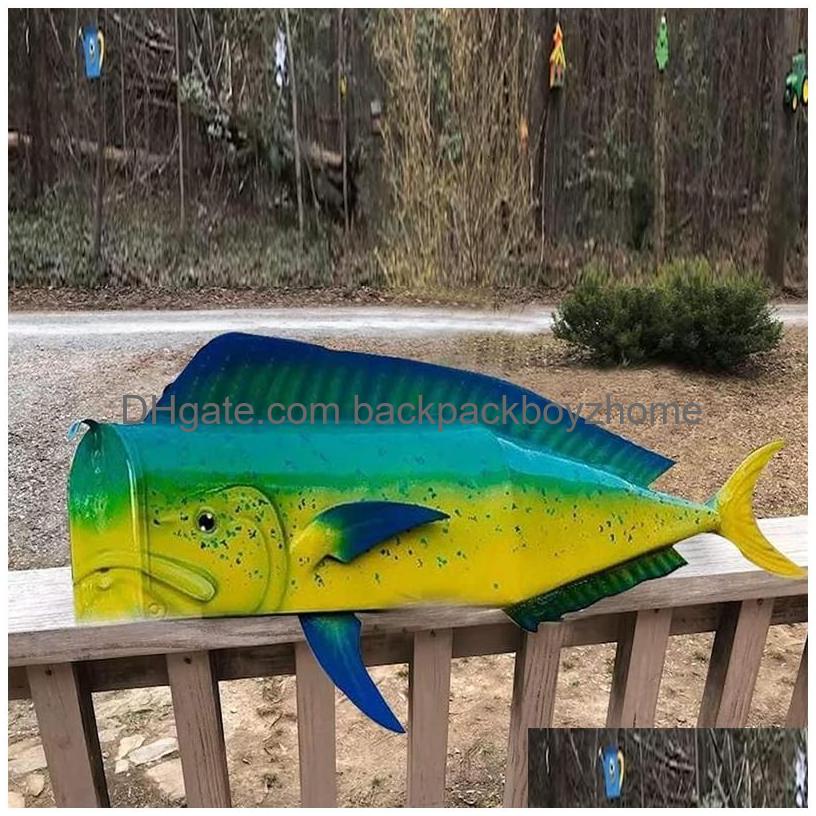 Garden Decorations Fish Mailbox Metal Funny Post Letter Box For Decor Reusable Colorf Artwork Outdoor Parks 230603 Drop Delivery Dhbix