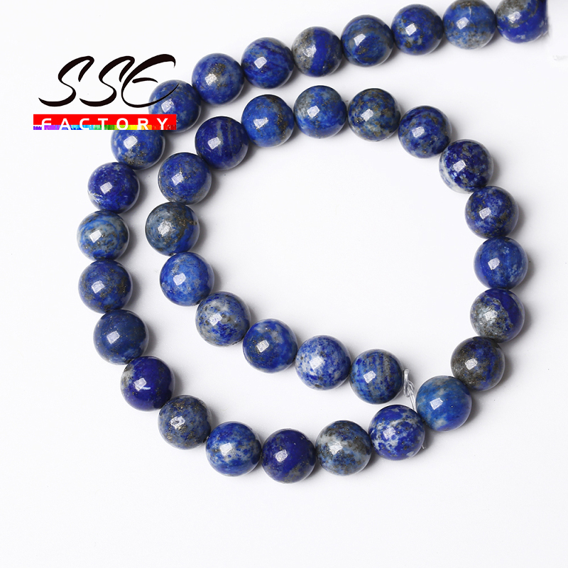 AAAAA Natural Lapis Lazuli Round Loose 4 6 8 10 12 mm Pick Size 15" Strand Beads For Jewelry Making DIY Bracelet Accessories C41