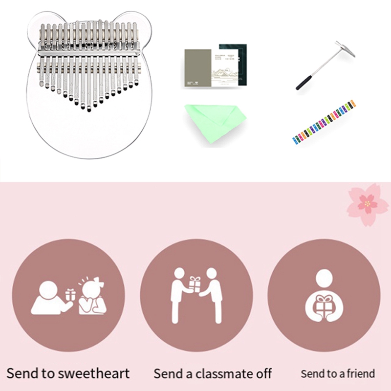 Kalimba 17 Keys Thumb Piano, Clear Transparent Acrylic Finger Piano Instrument Easy Install Easy To Use