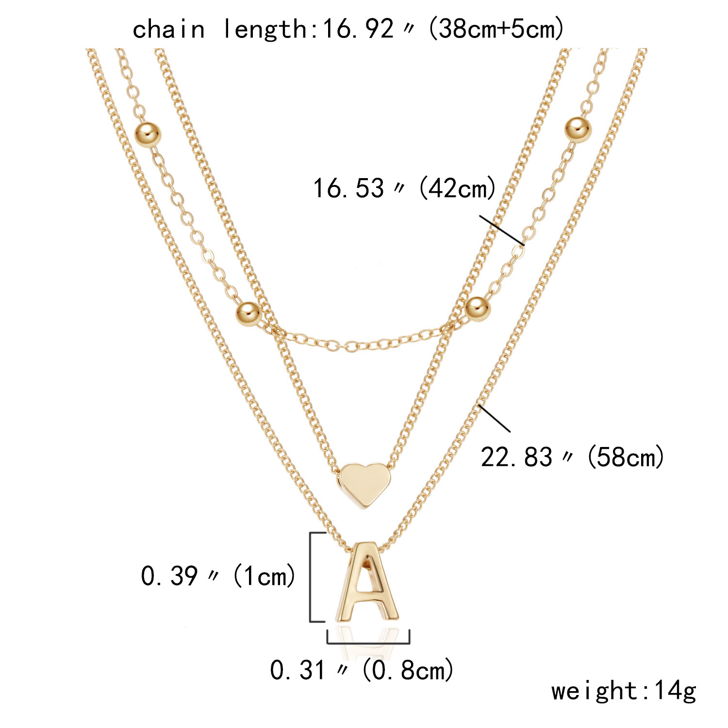 Love Letter A C J M S Round Neck Chain Three Multi layer Necklace For Women Men Couple Trendy Jewelry Party Dating Gifts
