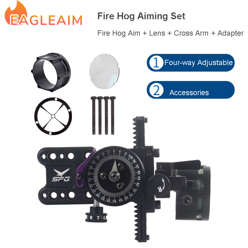 Firehog Aiming Set 4x/6X/8 Lens Cross Sight CoreAdapter Composite Pulley Bow Quick Adjust Micro Single Pin Sights Hunting Access