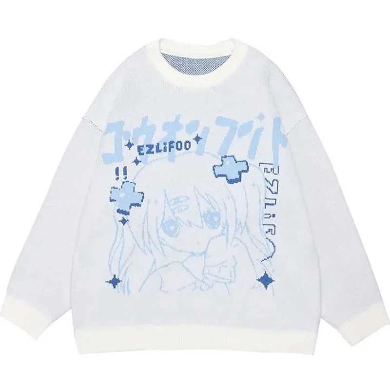 Men's Sweaters Anime Sweater Women Oversized Japanese Kawaii Jumper Autumn Cartoon Knitting Pullover Sweater Vintage Harajuku Sweatshirts Y240622