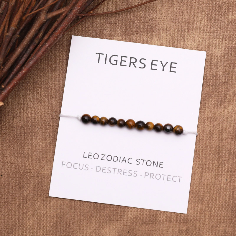 Leo Zodiac Wish Bracelet Leo Birthstone Bracelet Tiger's Eye Stone Friendship Bracelet Healing Crystals Birthday Gift for Women
