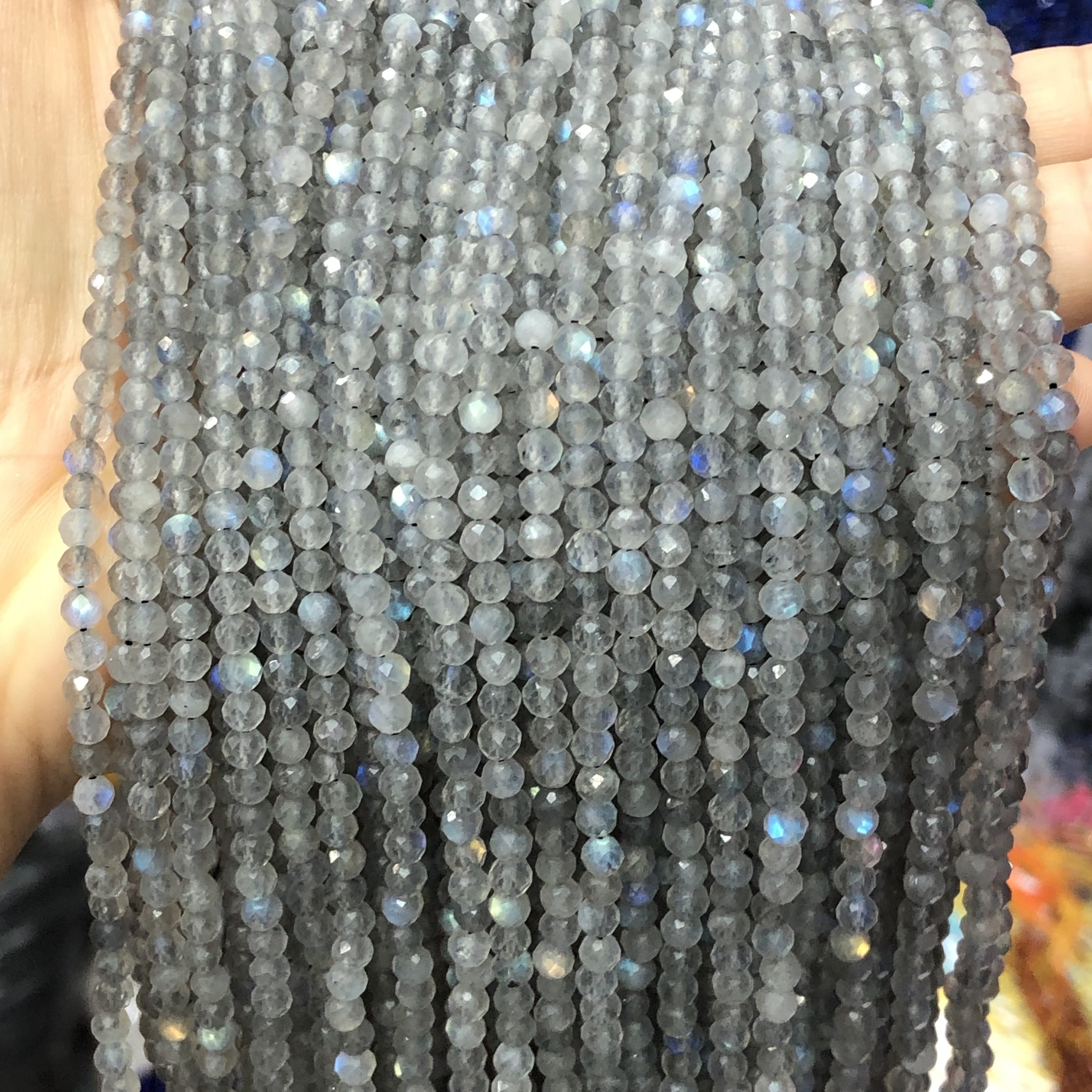 2/3/4mm Natural Faceted AAA Tiny Labradorite Stone Beads Rondelle Loose Spacer Beads For Jewelry Making Diy Earring Accessories