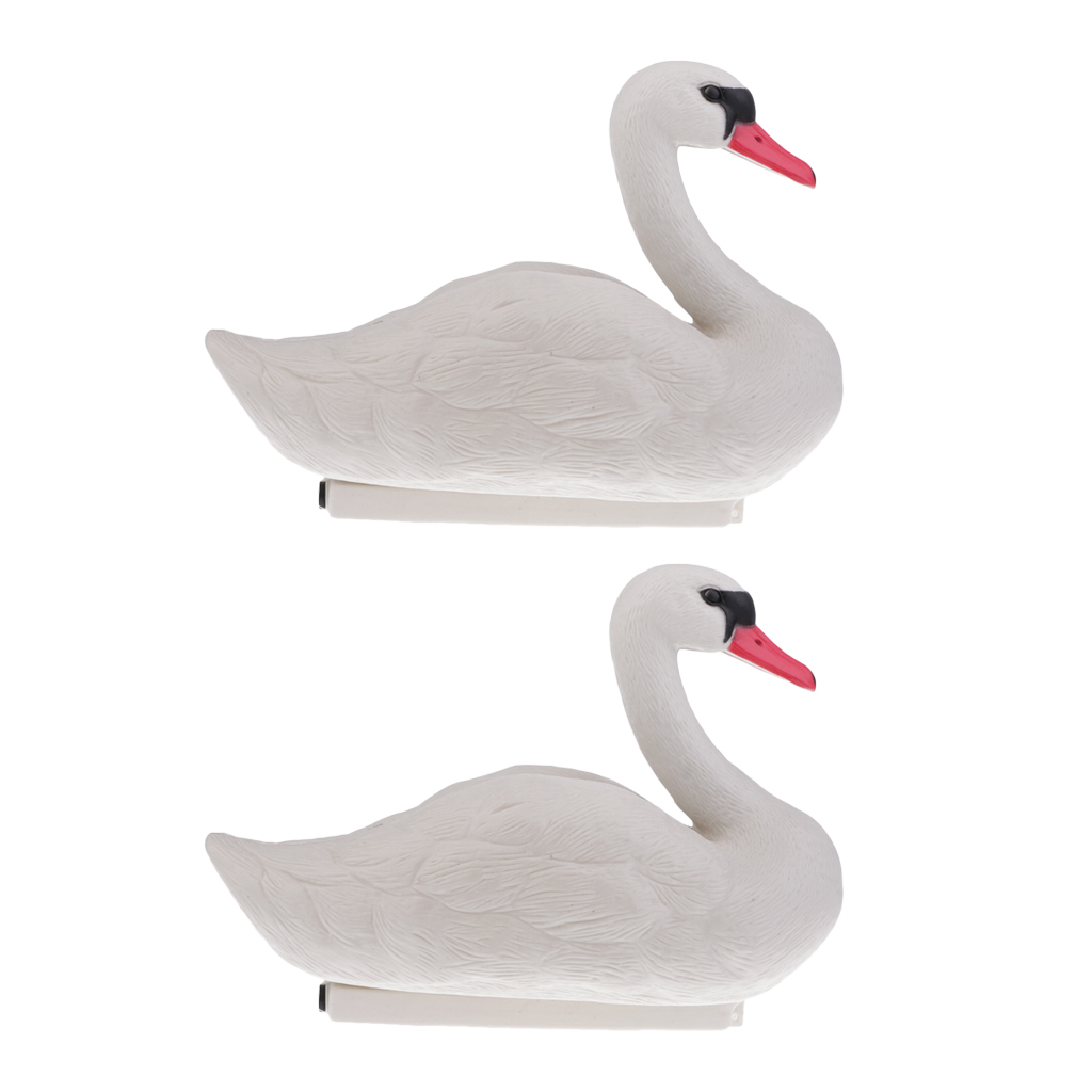 2 Pieces Floating Swan Decoy for Hunting Fishing Garden Decors Pest Scarer Realistic Ornament
