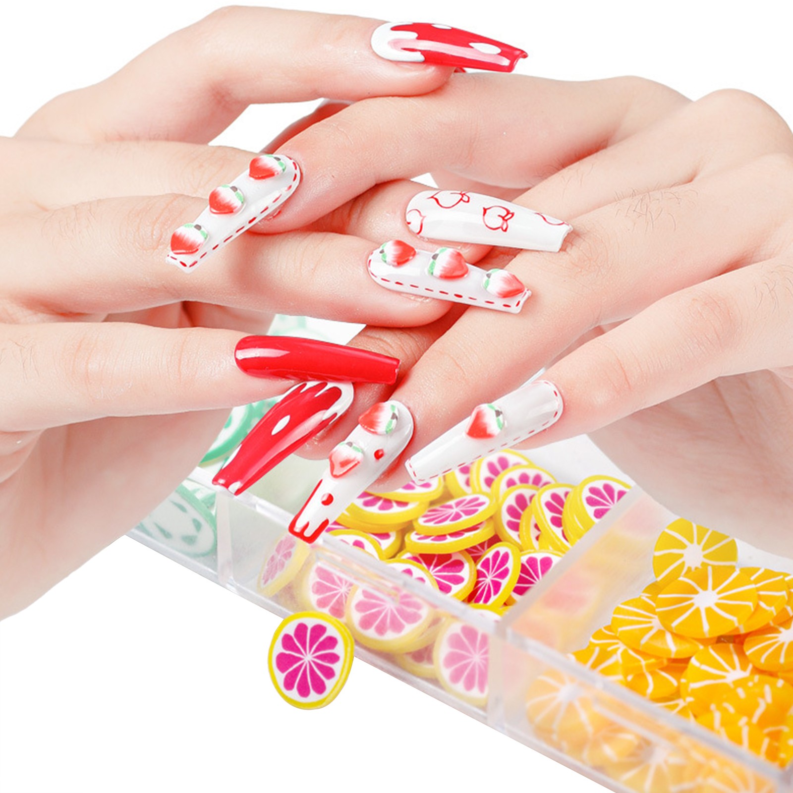 Nails Gel Stuff Nail Accessories Soft Pottery Patch Fruit Flower Mixed Jewelry Filling Soft Pottery Christmas Glitter for Nails