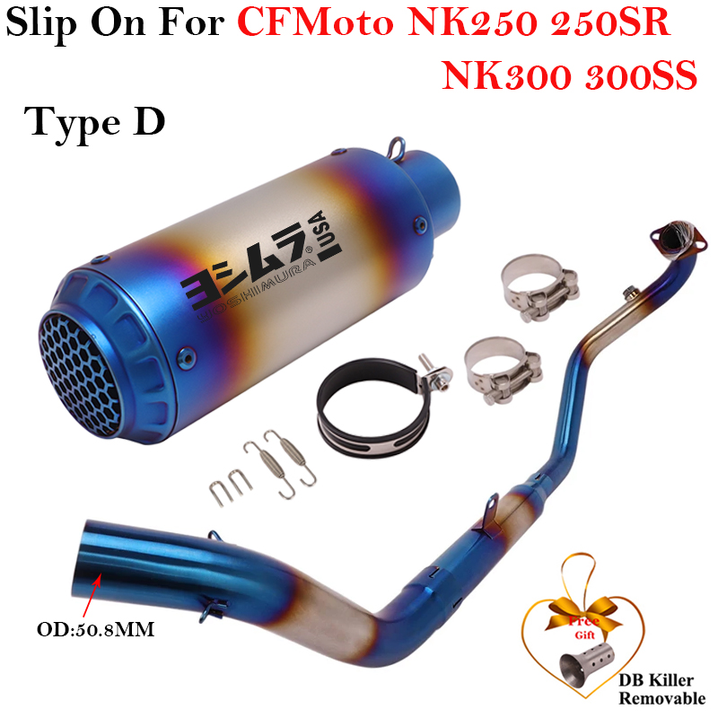 Full Systems For CFmoto NK250 NK250SR NK300 NK300SR 300SR 250NK NK250SH Motorcycle Exhaust Escape Modify Front Link Pipe Muffler