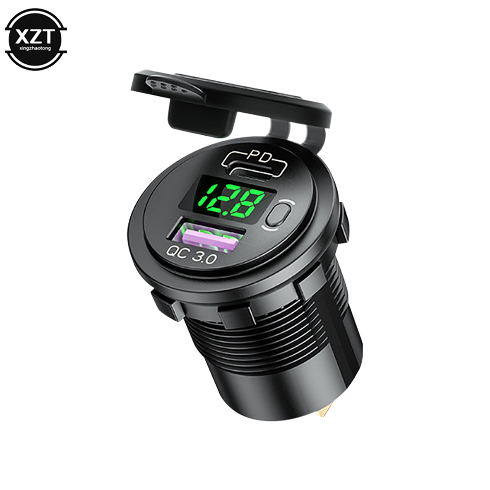 60W PD Type C/QC 3.0 USB Charger with Switch Socket Power Outlet Adapter Waterproof For 12V 24V Car Truck Boat RV Motorcycle