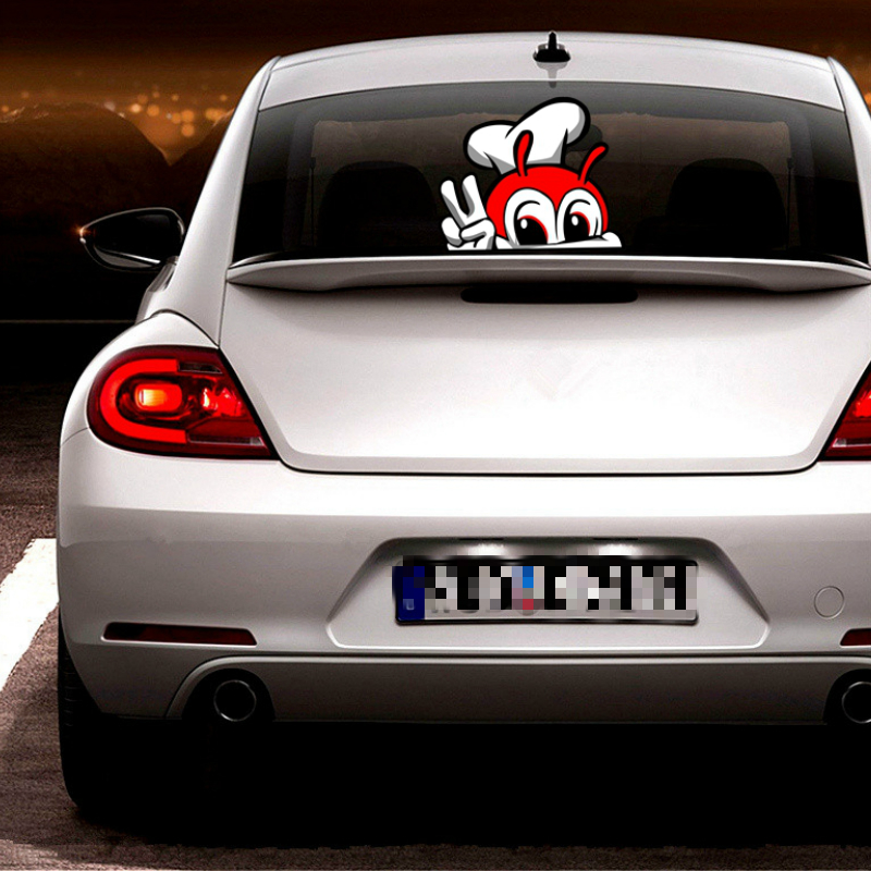 3D Cute JOLLIBEE Peeking Anime Car Sticker Automobiles Motorcycles Exterior Accessories Vinyl Decal for Honda Lada Bmw Audi Jeep