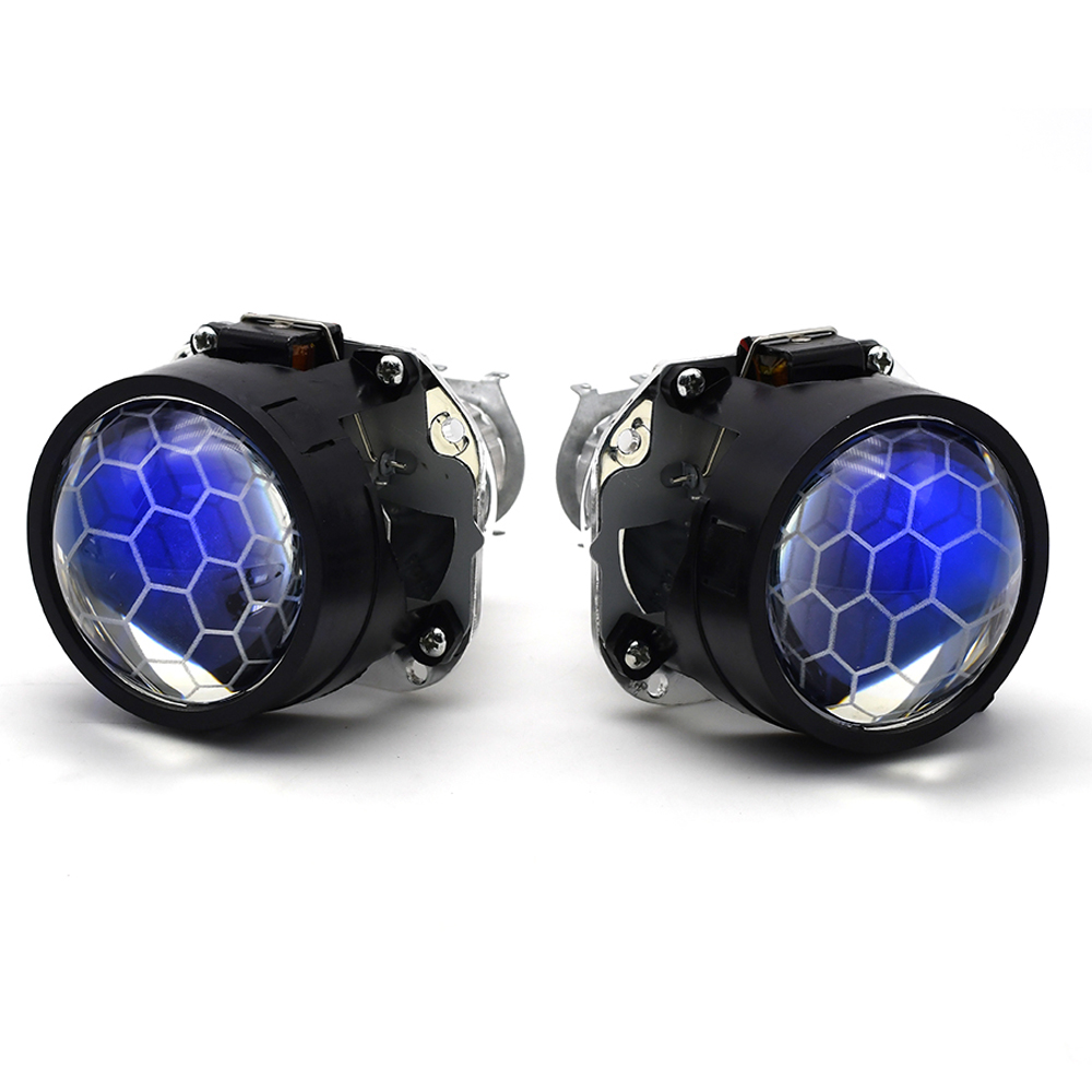 8.0 Car Lens Angel Eyes DRL Black Shrouds For Car Retrofit 2.5'' Projector Honeycomb Auto Headlight H4 H7 H1 Lights Accessories