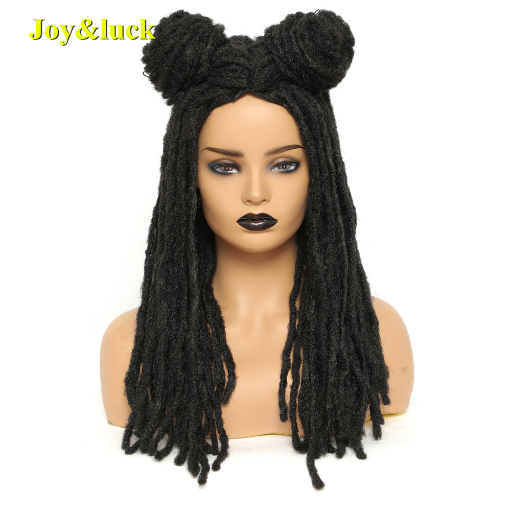 Long Dreadlock Hair Wig Black Mixed Brown Crochet Braids Wigs Middle Part Synthetic Braided Hair For Women Daily Or Party Use