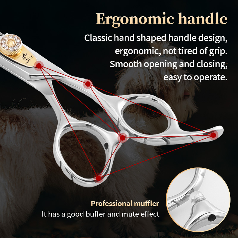 Fenice Dog Beauty Scissors 7 inch Professiona Double Teeth Pet Grooming Scissors for Dogs Thinner Shears Thnning rate 20-30%