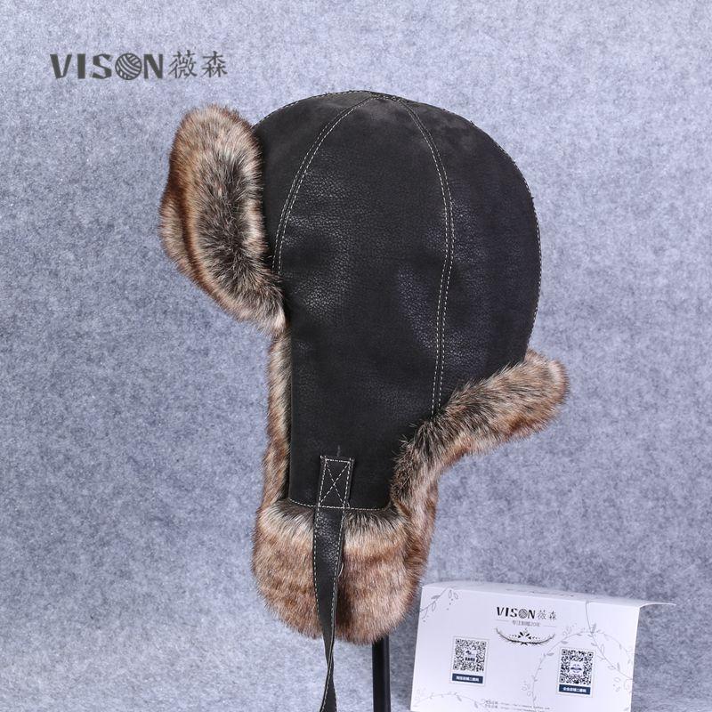 B-8523 Adult Warm Bomber Hats Winter Bomber Hats Plush Earflap Russian Ushanka Hat Adult Snow Ski Caps