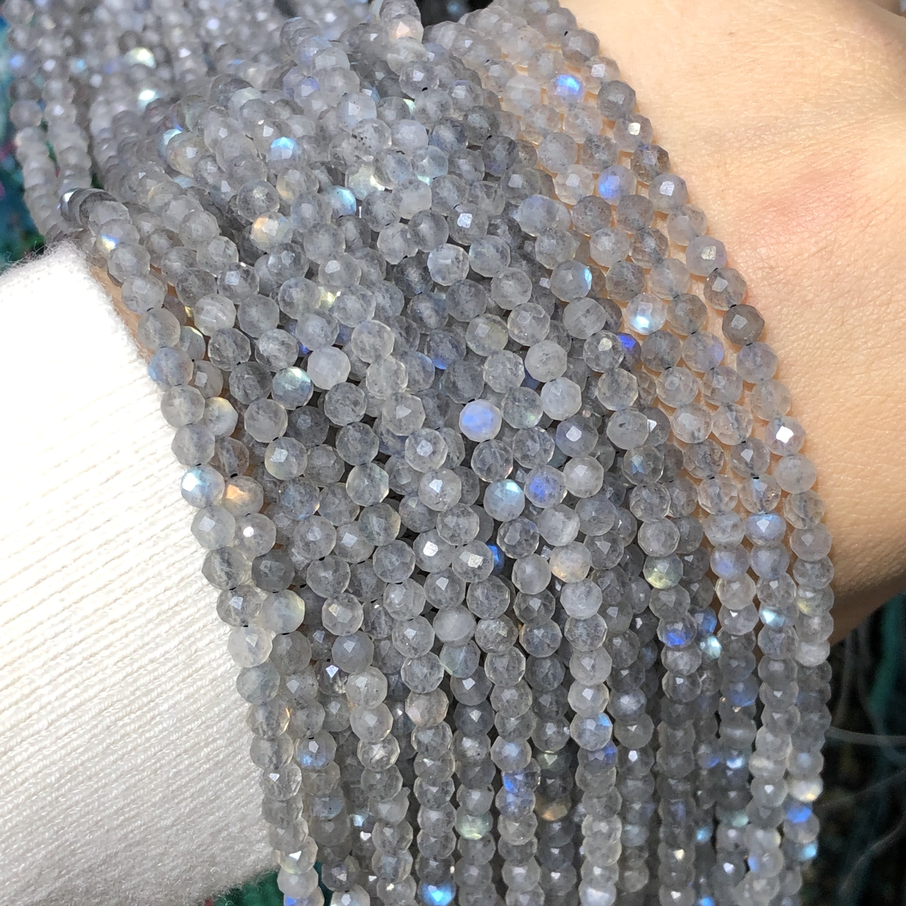 2/3/4mm Natural Faceted AAA Tiny Labradorite Stone Beads Rondelle Loose Spacer Beads For Jewelry Making Diy Earring Accessories