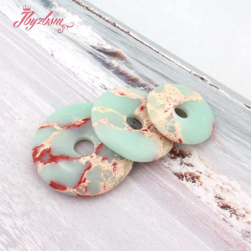 25.30.35mm Donut Green Shoushan Stone Bead for DIY Accessories Necklace Bracelet Pendant Charm Jewelry Components Making 1 Pcs