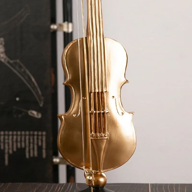 European Style Light Luxury Musical Instrument Ornaments Music Art Resin Crafts Violin Saxophone French Horn Decorative Articles