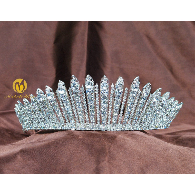 Awesome Miss Beauty Pageant Tiara Crown Clear Crystals Brides Headband Hair Accessory Wedding Bridal Prom Party Costumes 318g