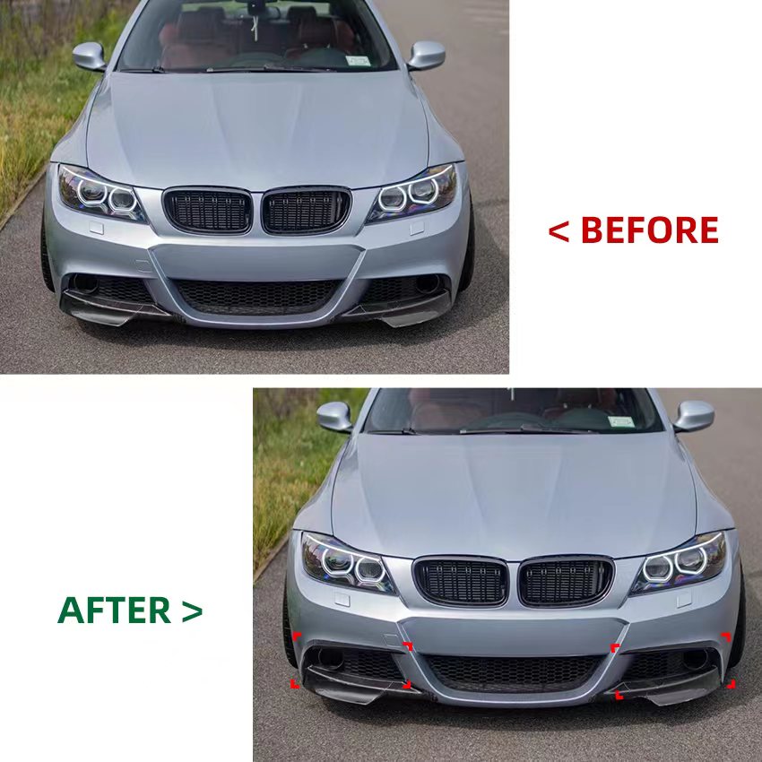 2009 To 2012 For Bmw E90 E91 320d 330i 335d 325i 335i Pre-Lci Front Bumper Lip Splitter Canards Fog Lamp Lihgt Trim Air Cover