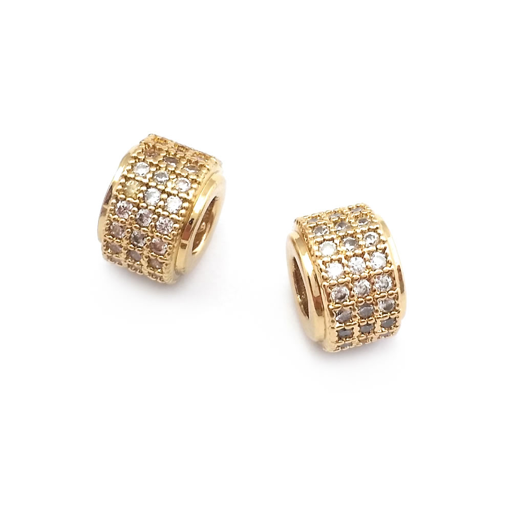 High Quality 18K Gold Color Brass Cylinder Barrel Oblate Wheel Spacer Beads Bracelets Beads Jewelry Making Diy Accessories