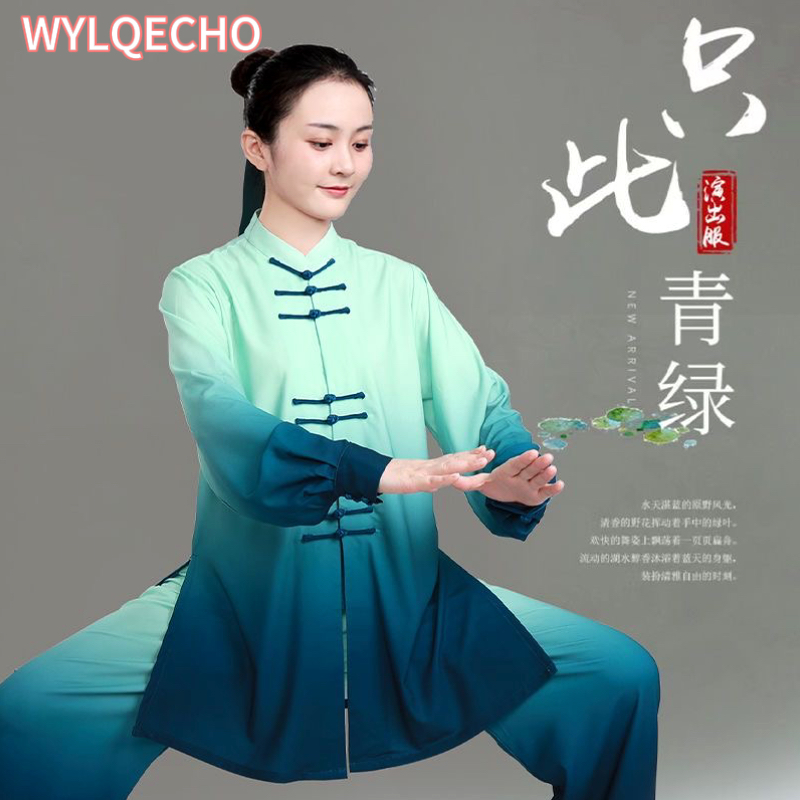 2024 Tai Chi Uniform Traditional Chinese Wushu Kungfu Suit Gradient Color Martial Arts Wing Chun Suit Taijiquan Morning Exercise