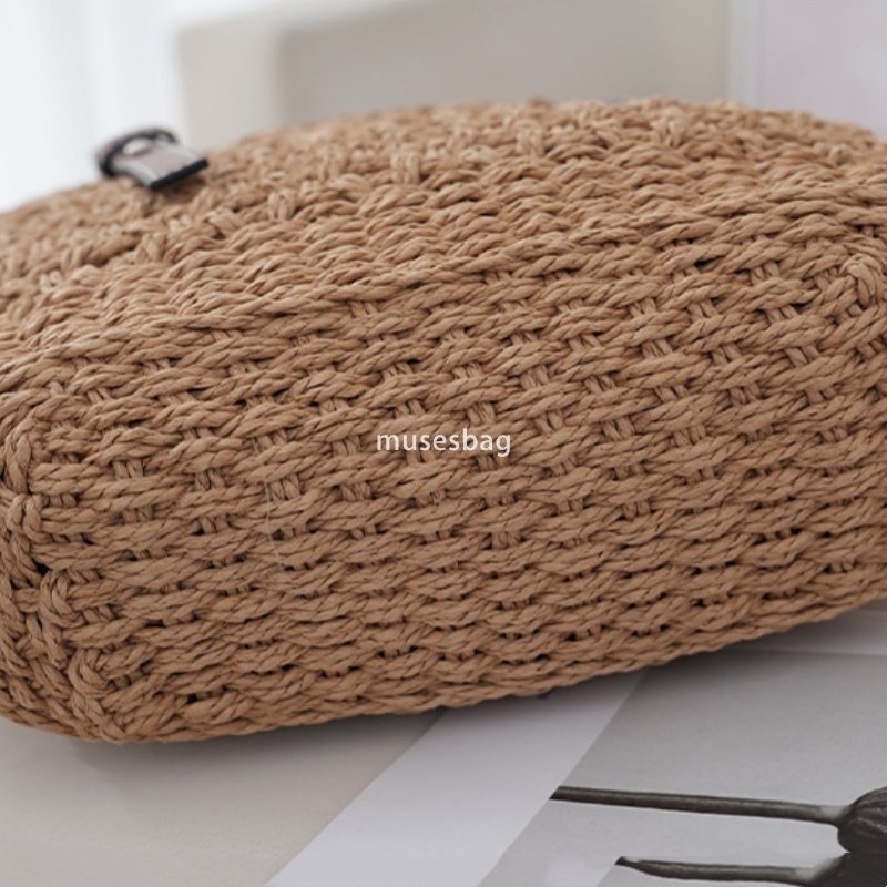 Elegant and stylish women high-end handbag straw woven bag beach bag handcrafted woven practical high-capacity cotton thread vegetable basket travel a