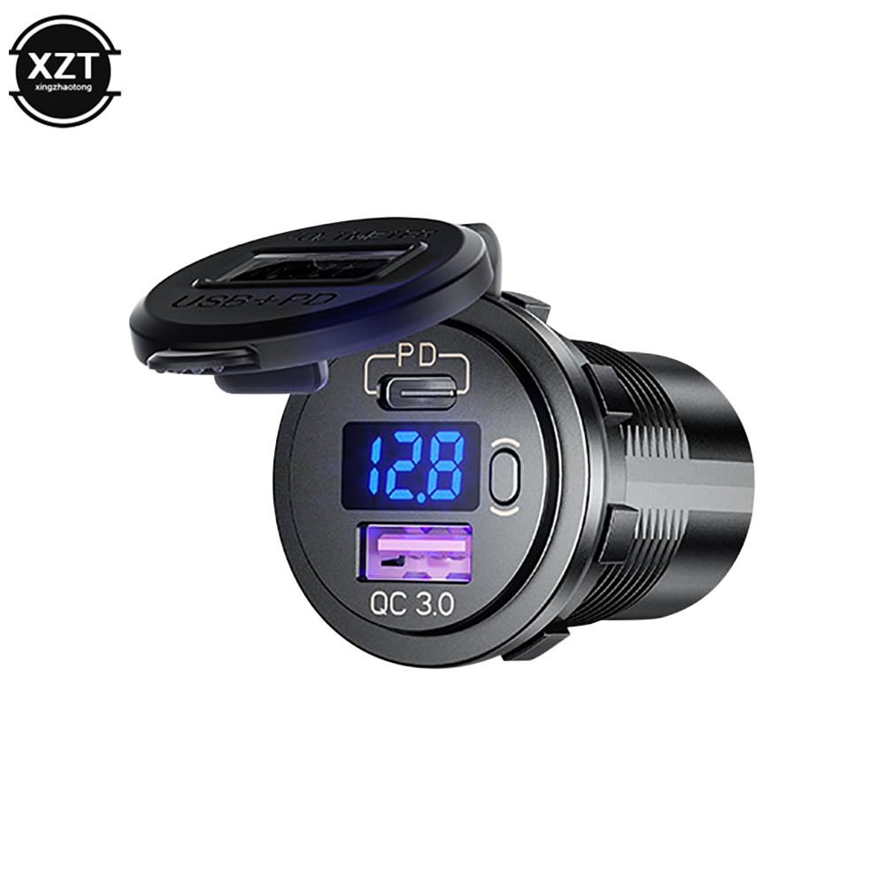 60W PD Type C/QC 3.0 USB Charger with Switch Socket Power Outlet Adapter Waterproof For 12V 24V Car Truck Boat RV Motorcycle