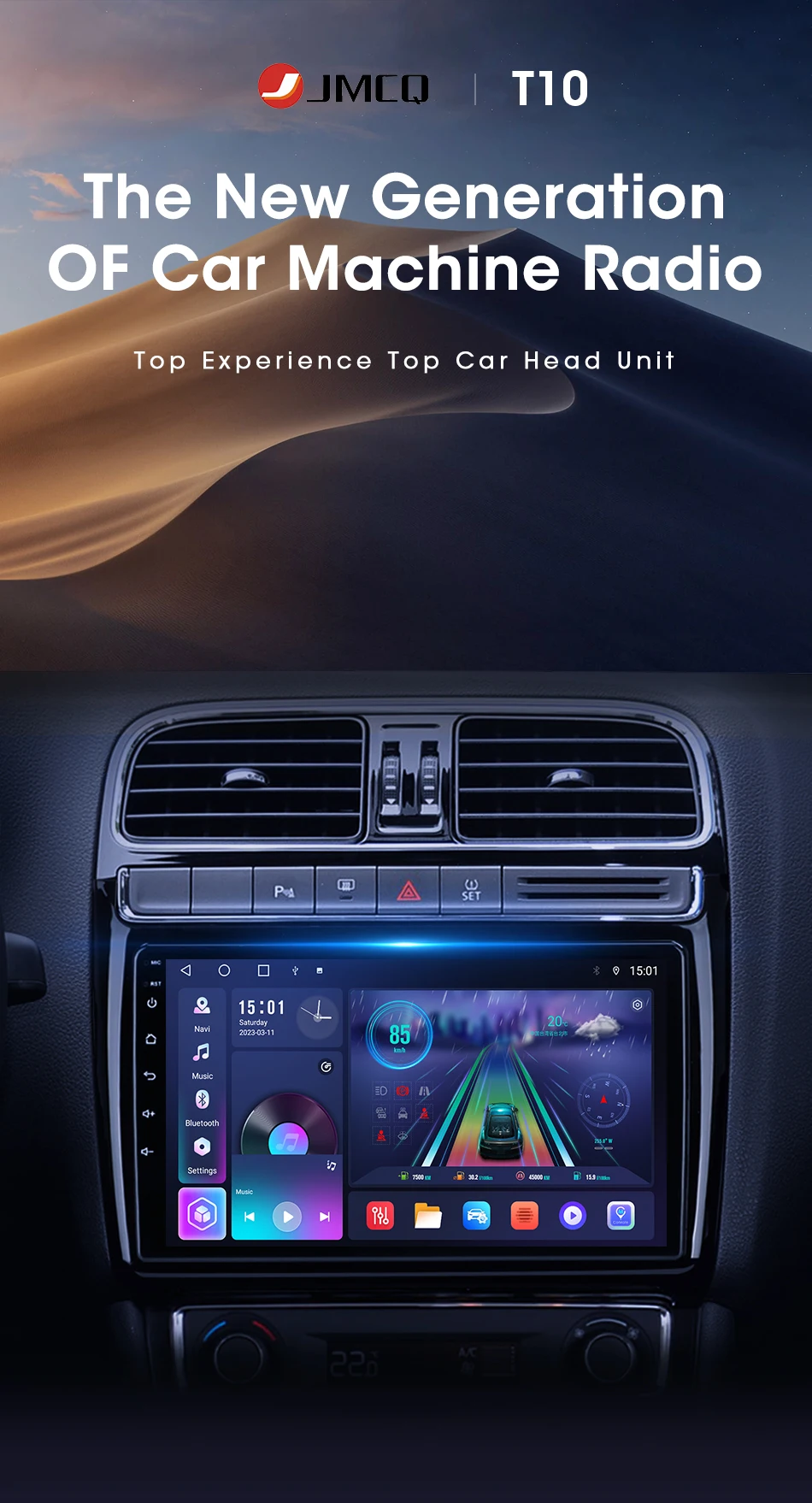 JMCQ 9" Car Radio Stereo For Volkswagen VW POLO 5 Sedan 2008 - 2023 Android 12 Carplay Multimidia Video Player Navi Head Unit EQ