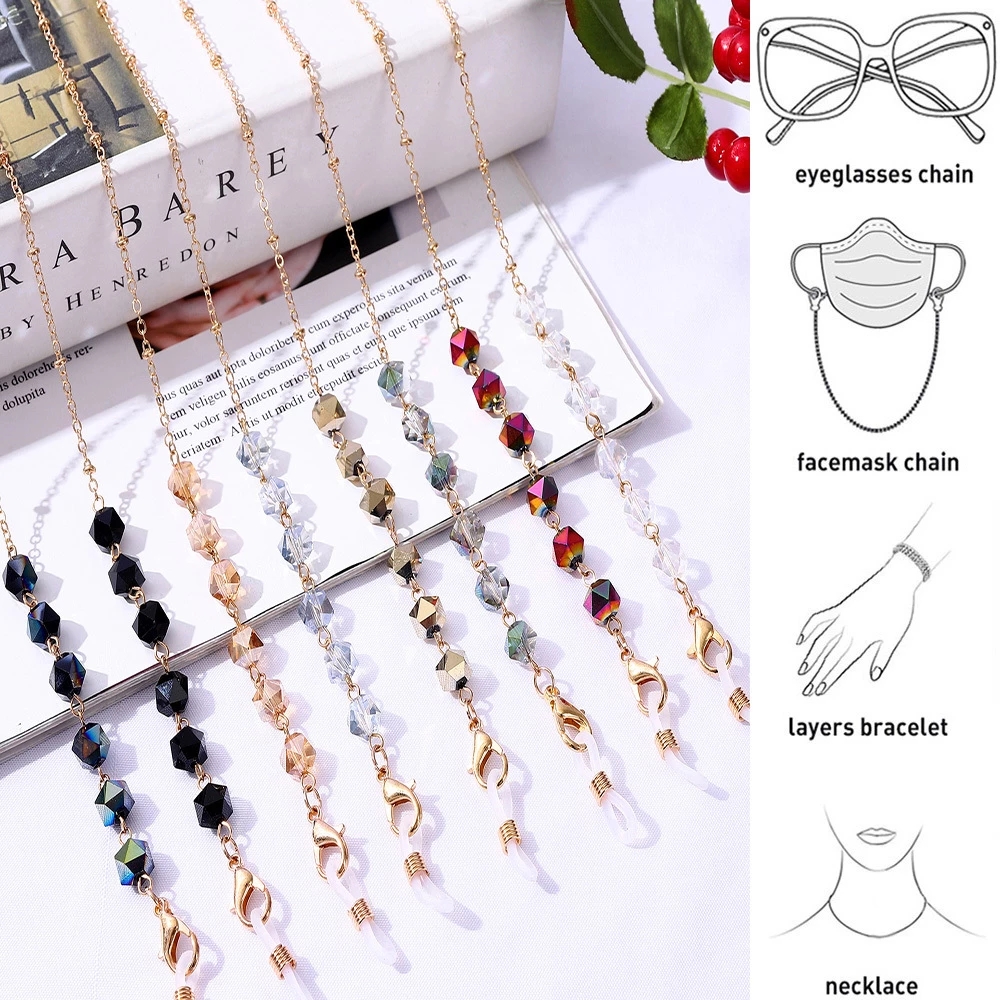 Crystal Beaded Glasses Chains For Women Elegant Mask Chain Holder Sunglasses Lanyard Neck Cord Eyeglasses Jewelry Gift