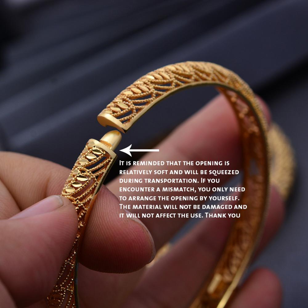 24k 4Pcs Gold Color Bangles For women African bridal Bangles Bracelets Gold wedding gifts Ethiopian Bangles jewellery