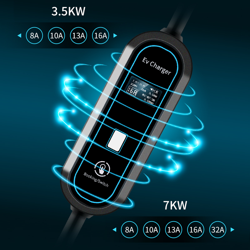 EV Portable Charger Type 1 To Type 2 Cable J1772 7KW GBT 3.5M 32A WallBox Fast Charging Car Charger US EU Plug For Electric Car