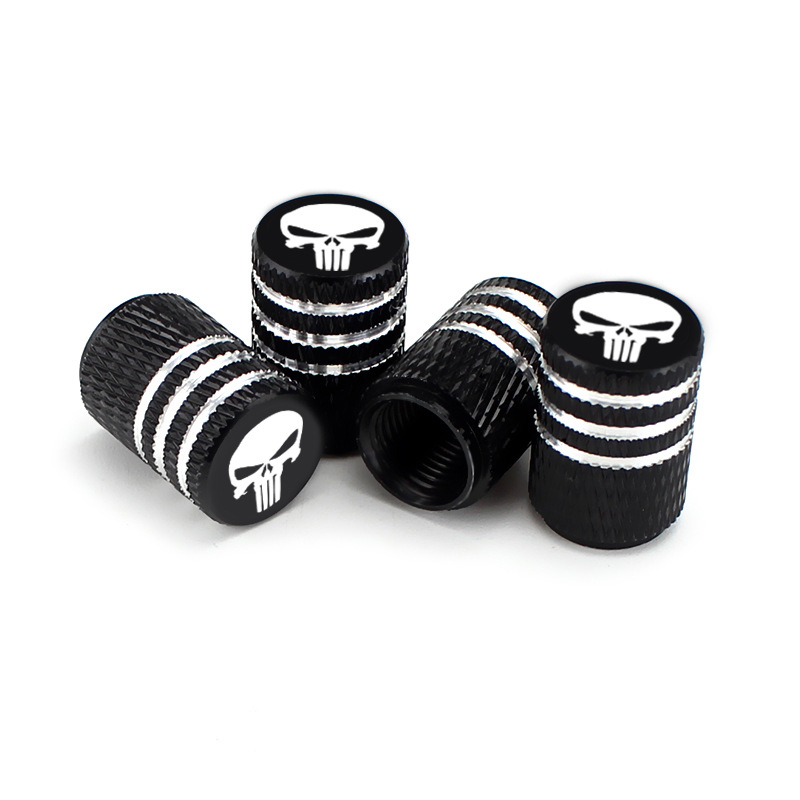4pcs Skull head logo Car Tire Valve Caps,Aluminum Alloy Car Wheel Tire Valve Caps Dustproof car Motorcycle Truck SUV Bike