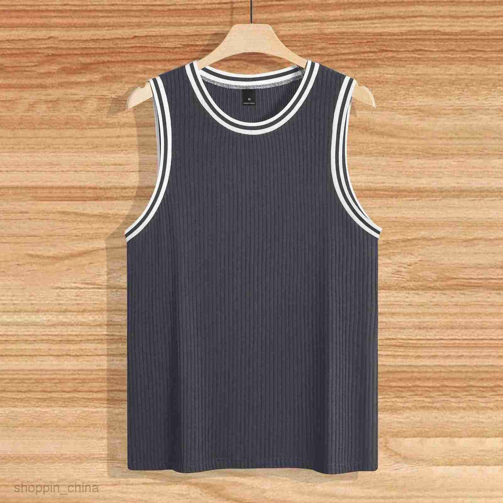 Men's T Shirts Summer Knitted Vertical Stripe Fitness Sports Slim Fit Tank Top Male Racerback Color Block Tank Top tees tops