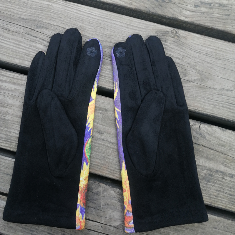 Visual Axles Women Spring Touch Screen Gloves Designer Sunflower Driving Mittens Femme Luxury Brand Sport Cycling Ski Gloves New