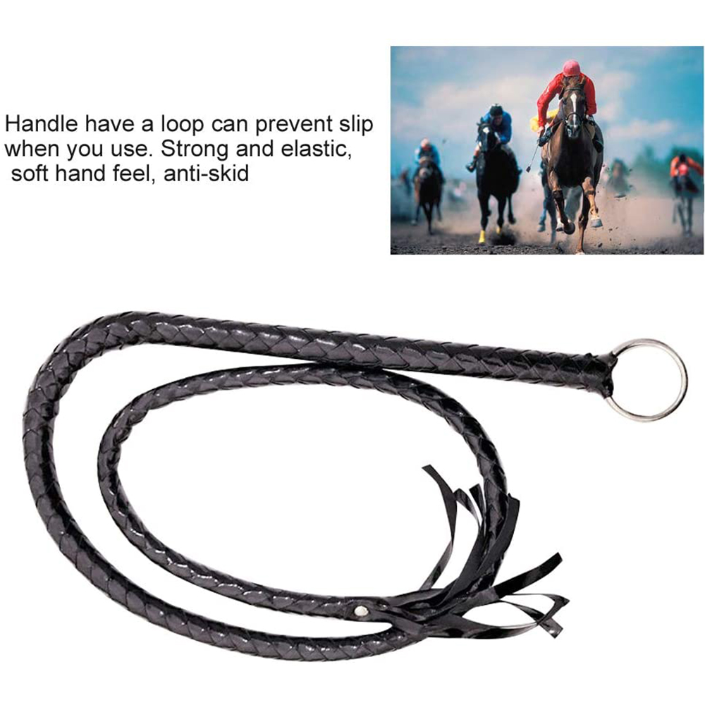 120CM PU Leather Black Whip Costume Whip Handmade Bullwhip, Whip Costume Accessory Horse Riding Crops Equestrianism Whips