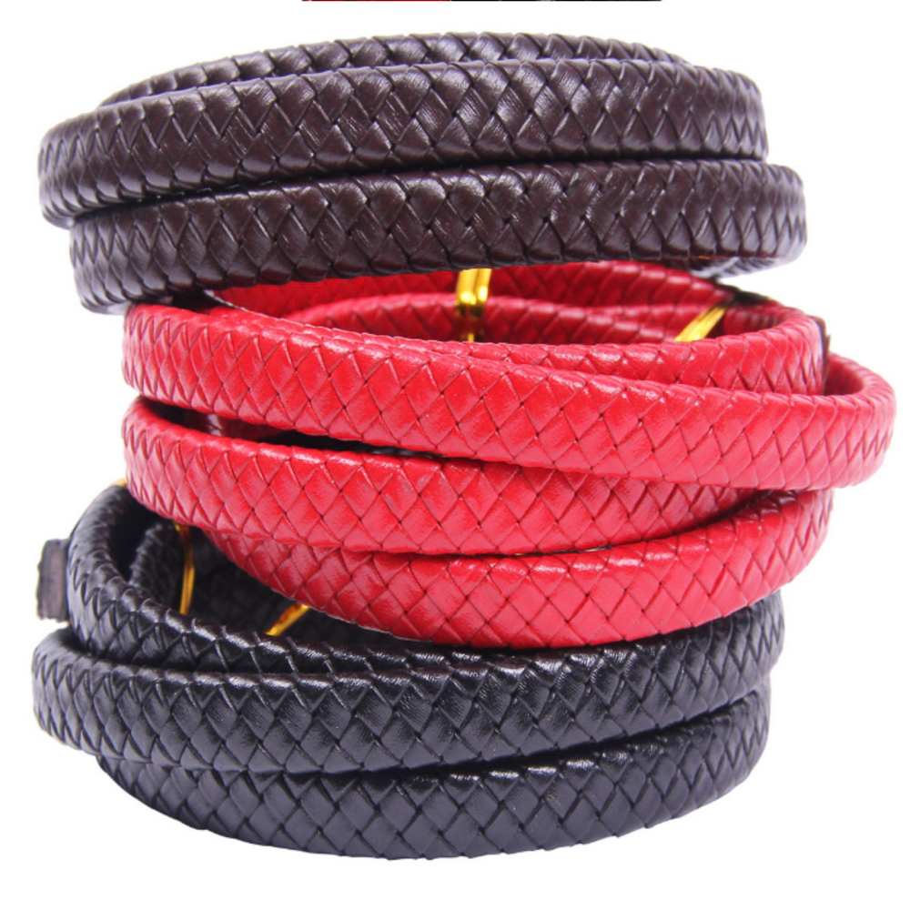 REGELIN 8-12MM Flat Braided Cowhide Leather Bracelet Findings Genuine Leather Cord String Rope DIY Necklace Bracelet Making
