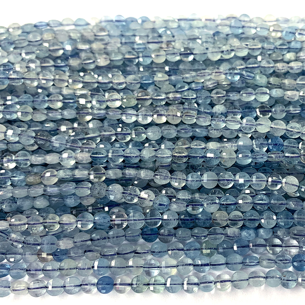 Veemake Natural Flat Coin Disce Faceted Small Beads Tourmaline Spinel Ruby Sapphire Iolite Diopside Labradorite Aquamarine C2