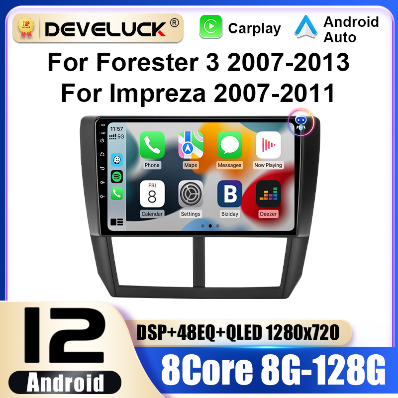 2 Din Android 12 Car Radio For Subaru Forester 3 SH 2007-2013 For Impreza GH GE Multimedia Video Player GPS Carplay Auto Stereo