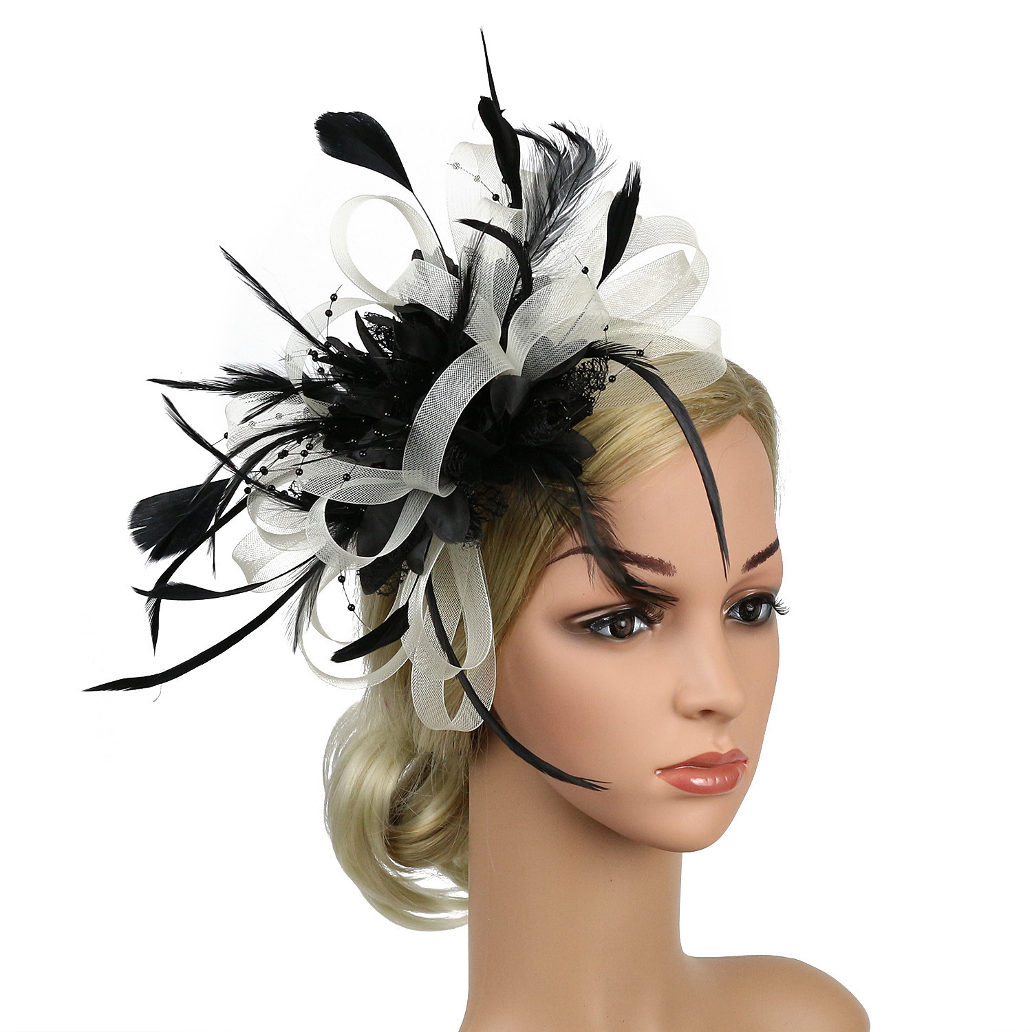 Big Fascinator Hat Women Wedding Elegant Feather Pillbox Cap Royal Party Headpiece Ladies Evening Church Chapeau 240401